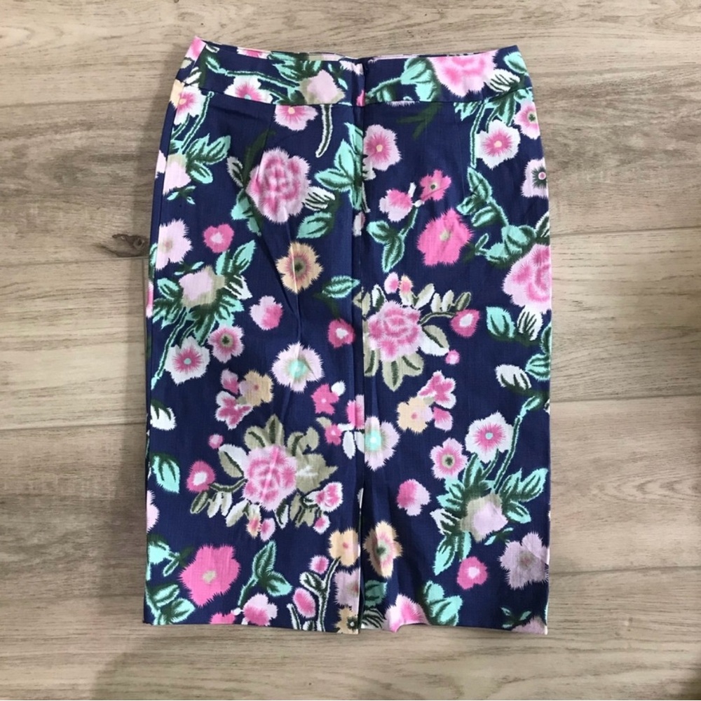 navy floral pencil skirt